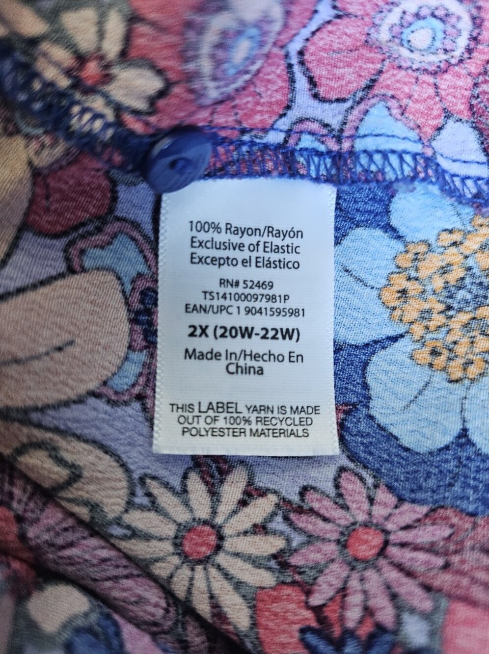 Terra & Sky Floral Smocked Top - Size 2X (20W-22W) - Picture 14 of 14